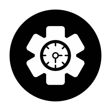 Saat simgesi, vektör illüstrasyonu, zaman sembolü ayarlanıyor. İçerideki saat dişlisi 