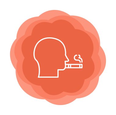 Sigara simgesi olan sigara içen adamın profili, vektör illüstrasyonu 