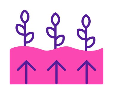 Bitkiler ve oklar ikon vektör çizimi. Jeotermal Enerji Konsepti                   