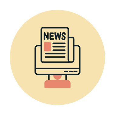 Basit Canlı Haber simgesi, vektör illüstrasyonu