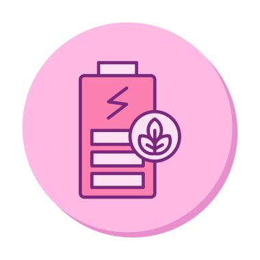 Vektör ekoloji ikonu illüstrasyonu. Yeşil Pil                           