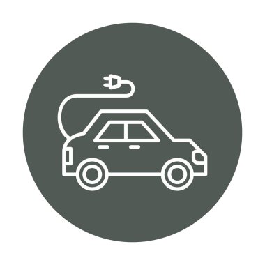 Elektrikli araba ikonu. Elektrikli otomobil ve şarj sembolü. Çevre dostu elektro araç konsepti. Vektör illüstrasyonu 