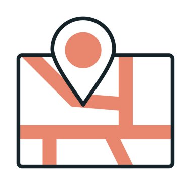 Konum iğnesi, vektör illüstrasyonlu harita simgesi