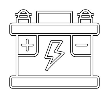 Araba aküsü simgesi. Ağ için Kataloglayıcı imza vektör simgesinin düz çizimi.
