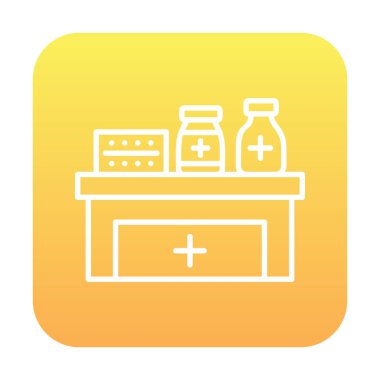 Eczane ilaçları ikon tasarımı, vektör illüstrasyonu