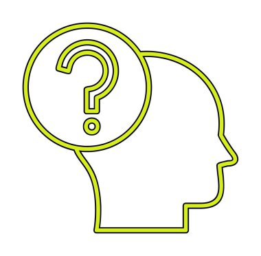 İnsan başlı soru işareti, satır biçimi simgesi 