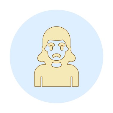 Üzgün kadın web simgesi basit vektör illüstrasyonu