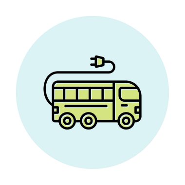 Elektrikli otobüs. Web simgesi basit illüstrasyon