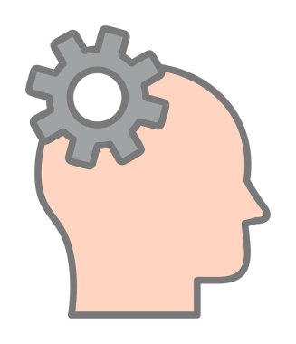 Düşünen baş simgesi, vektör çizimi basit tasarım