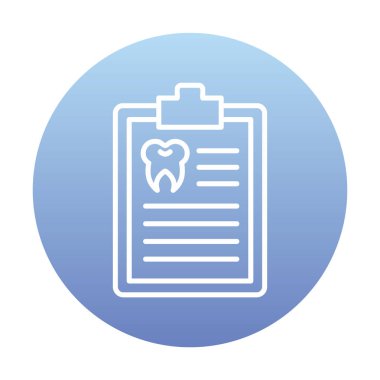 Dişlerinde pano simgesi var. Web için Tıbbi Rapor vektör simgesinin basit illüstrasyonu              