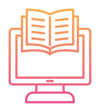 E-kitap ve bilgisayar ekran simgesi, vektör illüstrasyonu 