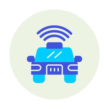 Akıllı araba düz ikonu. Otomobil kontrolüne uzaktan erişim. Nesnelerin İnterneti. Vektör illüstrasyonu 