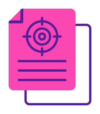 Hedef simgeye sahip bir belgenin vektör illüstrasyonu 