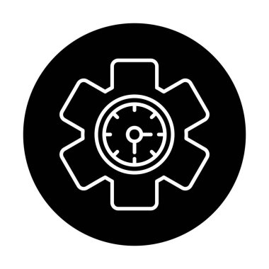 Saat simgesi, vektör illüstrasyonu, zaman sembolü ayarlanıyor. İçerideki saat dişlisi 