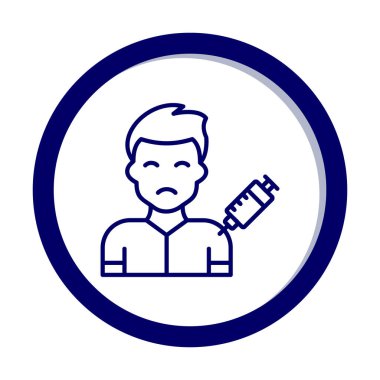 Şırıngalı üzgün adam. Uyuşturucu bağımlılığı kavramı, vektör illüstrasyonu