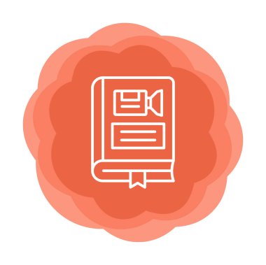 Kamera işaretli kitap simgesi, vektör illüstrasyonu basit tasarım