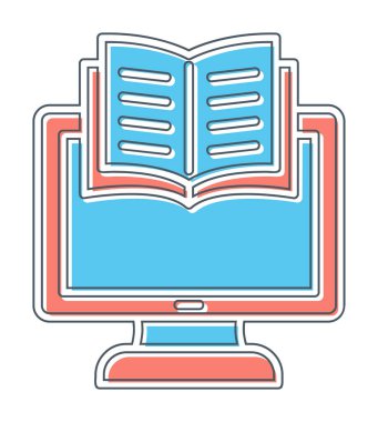 E-kitap ve bilgisayar ekran simgesi, vektör illüstrasyonu 