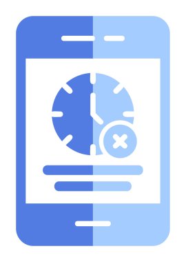 Ağ ve mobil uygulama tasarımınız için beyaz arkaplanda izole edilmiş akıllı telefon simgesi vektöründe zaman yok, zaman logosu kavramı