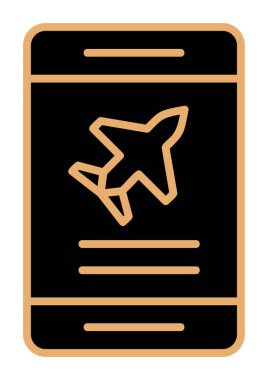 Uçak simgesi vektör illüstrasyonunda bilet