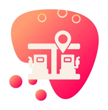 Benzin istasyonu web simgesi, vektör illüstrasyonlu harita işaretleyici