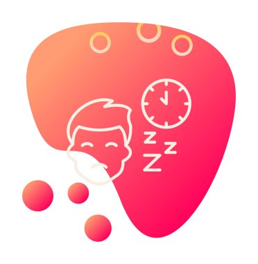 Saat ile uyuyan erkek yüzü, vektör çizimi 