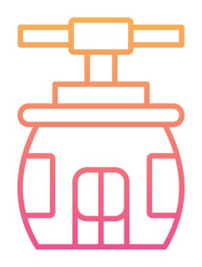 Cableway simgesi, ana hatlı biçim vektör illüstrasyonu  