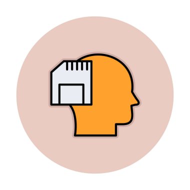 Hafıza kartı simgesine sahip insan kafası, vektör illüstrasyonu