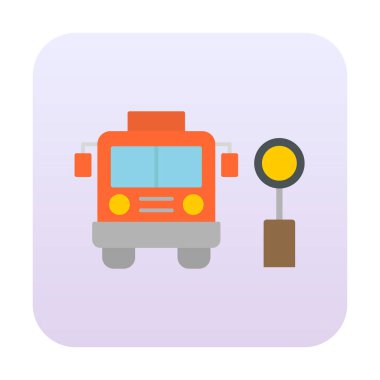 Otobüs Durağı vektör düz simgesi simgesi