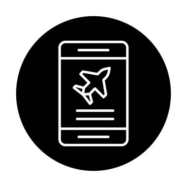 Uçak simgesi vektör illüstrasyonunda bilet