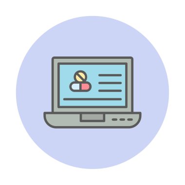 Uyuşturuculu dizüstü bilgisayar ekranı simgesi, vektör illüstrasyonu basit tasarım