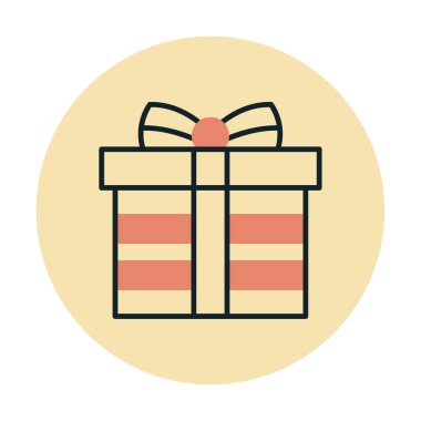 Hediye ikonlu kutu. Düz stil. Vektör çizimi. beyaz arkaplanda izole.