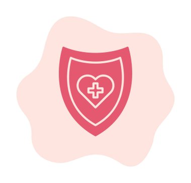 Çapraz ikonlu kalp, vektör çizimi. Sağlık hizmetleri kavramı                             