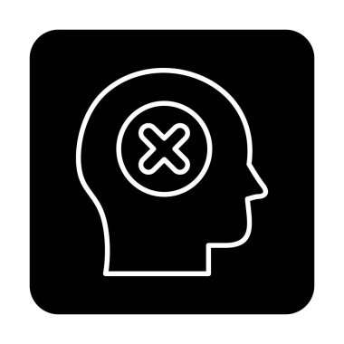 Çapraz işaretli insan kafası, güvensiz kişi, vektör illüstrasyonu