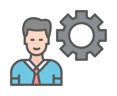 Basit yassı yönetici satırı simgesi. Kravatlı adam. 