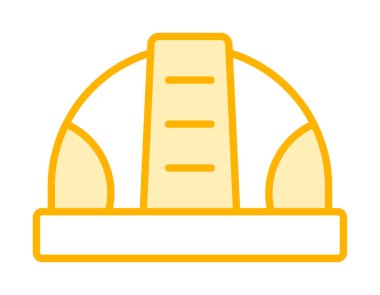 İnşaat Miğferi. İnşaat endüstrisi simgesi ana hatlarıyla doldurulmuş                    