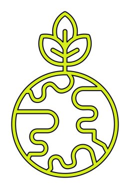 Ağaç simgesine sahip toprak küresi, gezegen kavramının ekolojik sürdürülebilirliği, vektör illüstrasyonu