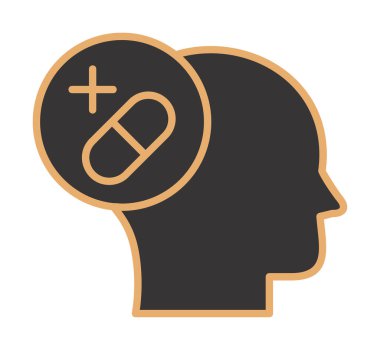 Tıbbi ve sağlık ikonu, vektör illüstrasyon. Ruh Sağlığı Konsepti                                    