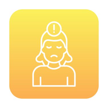 Ünlem işareti olan kadın düz simge, panik konsepti, vektör illüstrasyonu