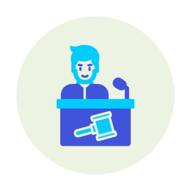 Açık artırmacı simgesi düz stil, vektör illüstrasyonu