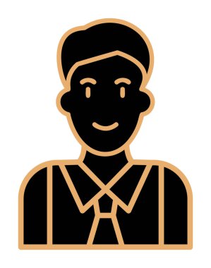 Basit yassı yönetici satırı simgesi. Kravatlı adam. 