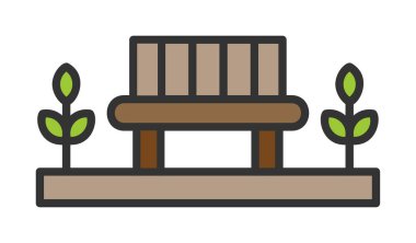 Park bankının ikonu. Düz renk tasarımı. vektör illüstrasyonu