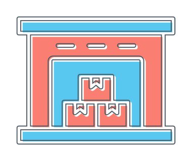 Kutu simgesi ve vektör illüstrasyonlu depo 