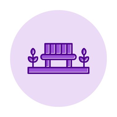 Park bankının ikonu. Düz renk tasarımı. vektör illüstrasyonu