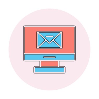 Basit düz bilgisayar e- posta iletisi vektör illüstrasyonu