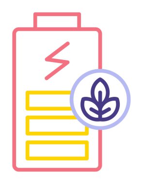 Vektör ekoloji ikonu illüstrasyonu. Yeşil Pil                           