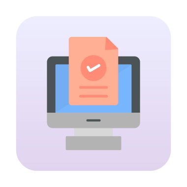 Bilgisayar ekranında web sitesi kayıt simgesi, vektör illüstrasyonu basit tasarım