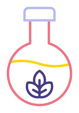 Yaprak ikonu resimli vektör matarası. Kimya konsepti              