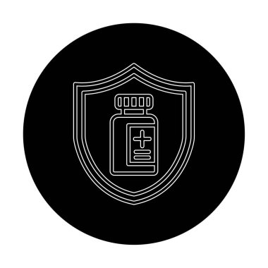 Tıbbi ikon vektör çizimi, aşı koruma kavramı 