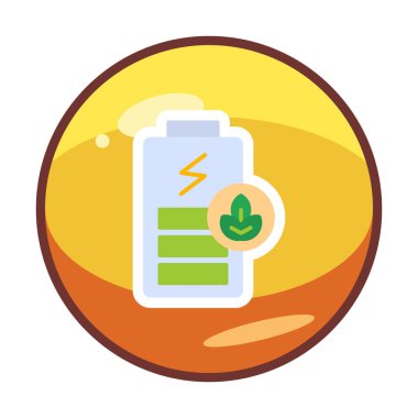 Vektör ekoloji ikonu illüstrasyonu. Yeşil Pil                           