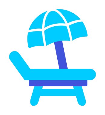 Plaj Sandalyesi Web simgesi, vektör illüstrasyonu